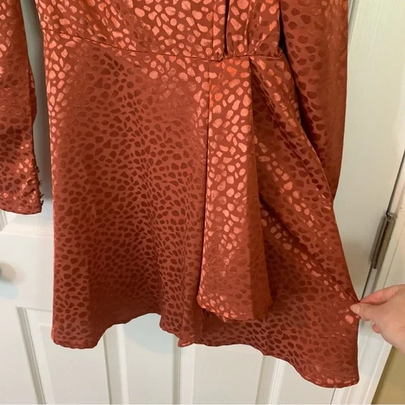 ASOS Jacquard Rust Puff Sleeve Mini Dress, size 6 - Picture 6 of 13